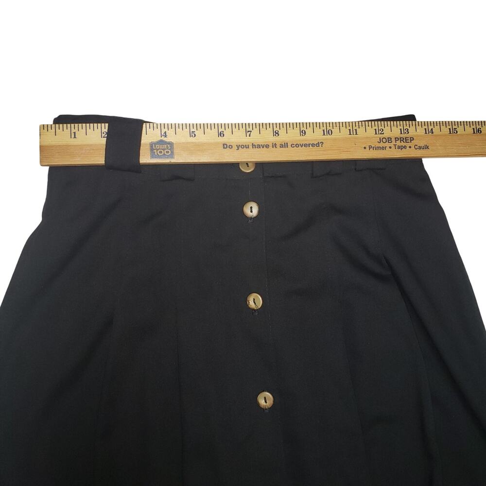 Vintage 70s ILGWU Black Midi Skirt 10 Union Made High Waist Dark Academia Goth - Picture 6 of 8
